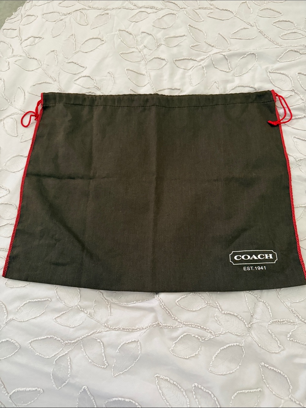 Coach Brown Medium Dust Bag with Red Trim and Drawstrings